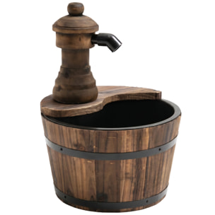Fontaine de jardin tonneau pompe à eau submersible incluse Ø 27 x 37H cm bois de pin marron