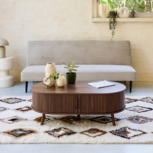 Canapé banquette convertible 3 places velours côtelé piétement métal  MAX