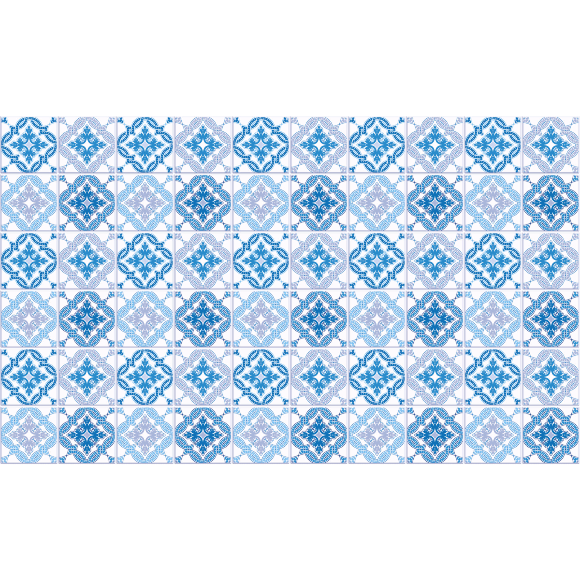 Stickers muraux - Sticker Mural Carrelage adhésif Cuisine Salle de Bain - 60 STICKERS CARREAUX DE CIMENT AZULEJOS MAEHA