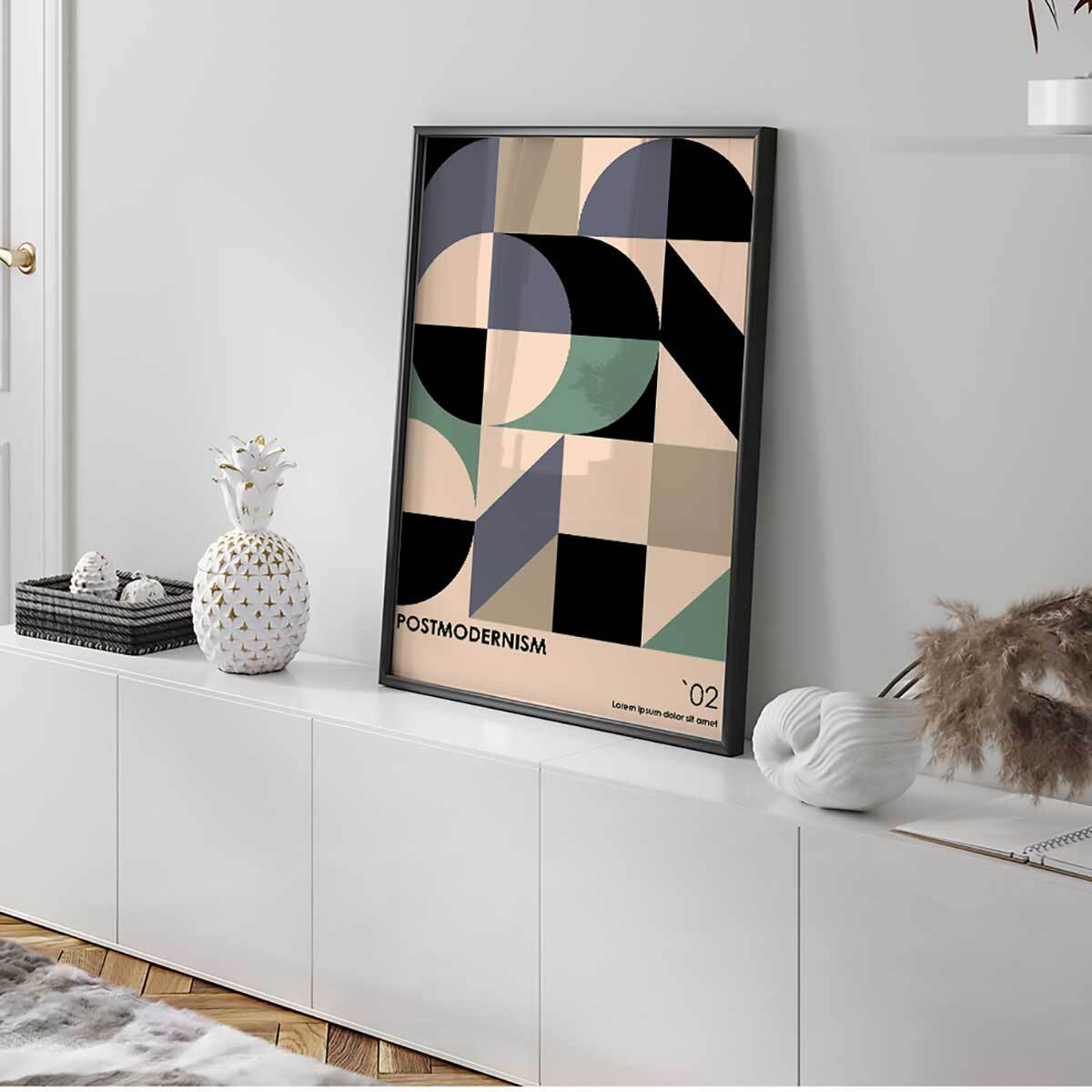 Affiche encadrée géométrique postmodernisme Affiche + cadre en métal - Noir