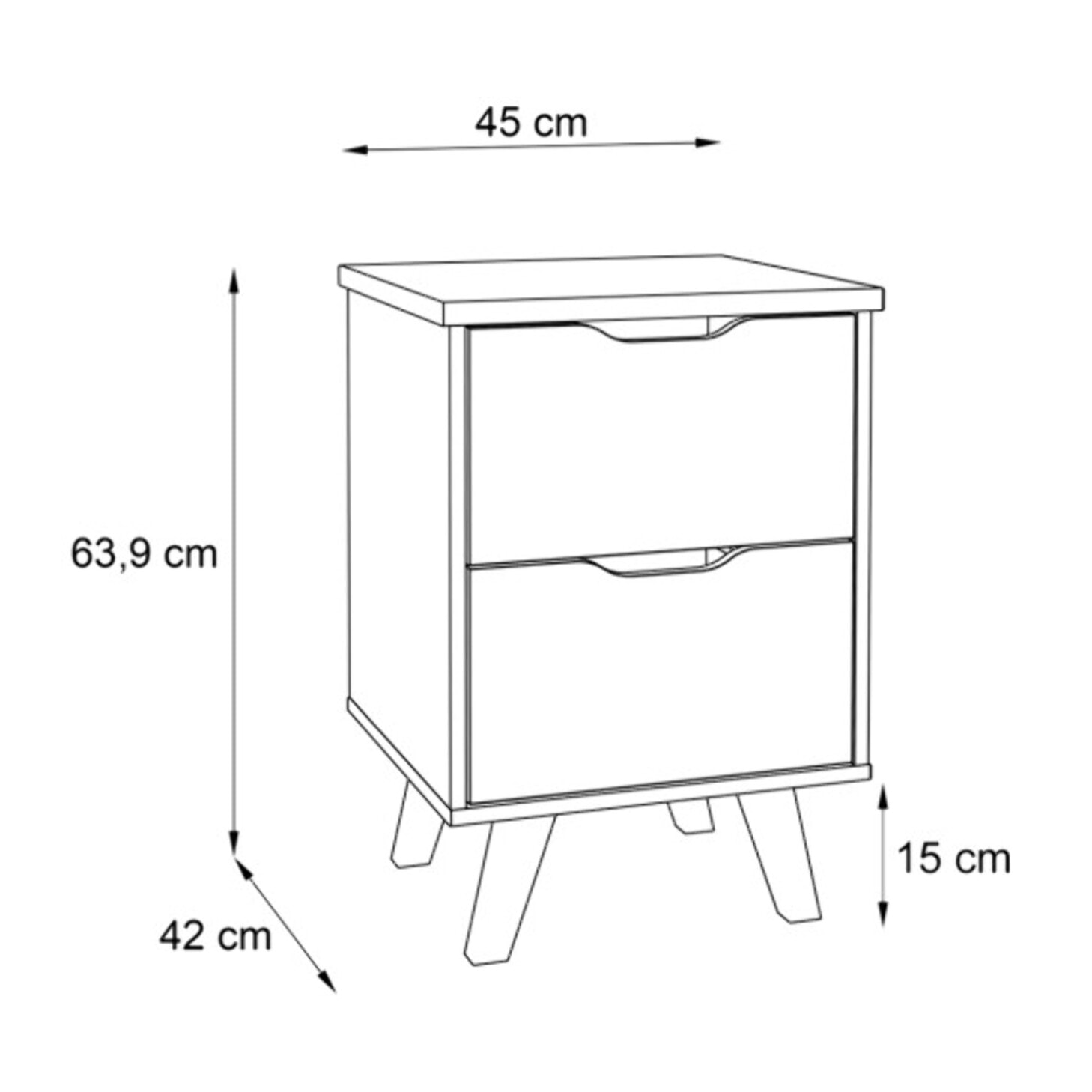 Table de chevet 2 tiroirs bois effet chêne naturel et blanc mat - WANDA