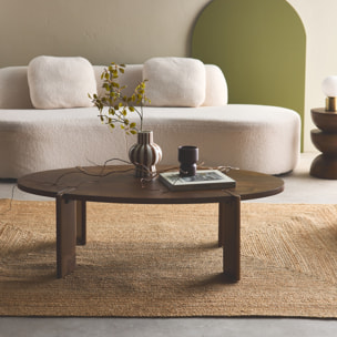 Table basse ovale en bois de manguier massif 120cm