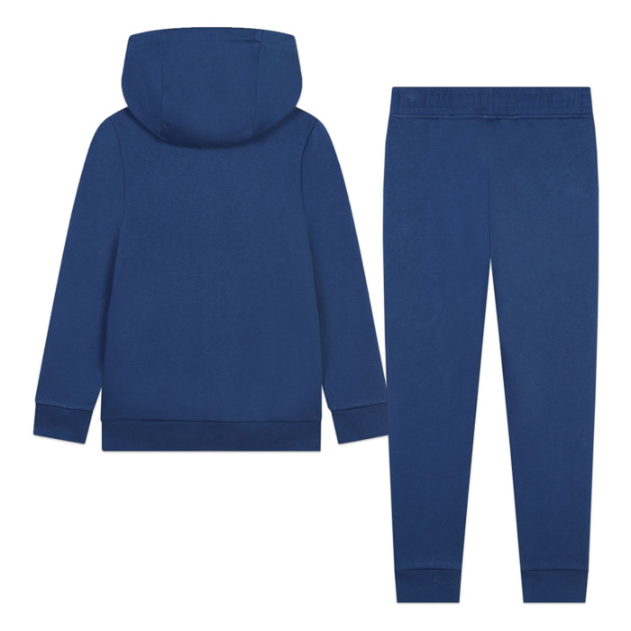 Boss - Conjunto sudadera con cremallera + pantalón - algodón - azul - logo estampado