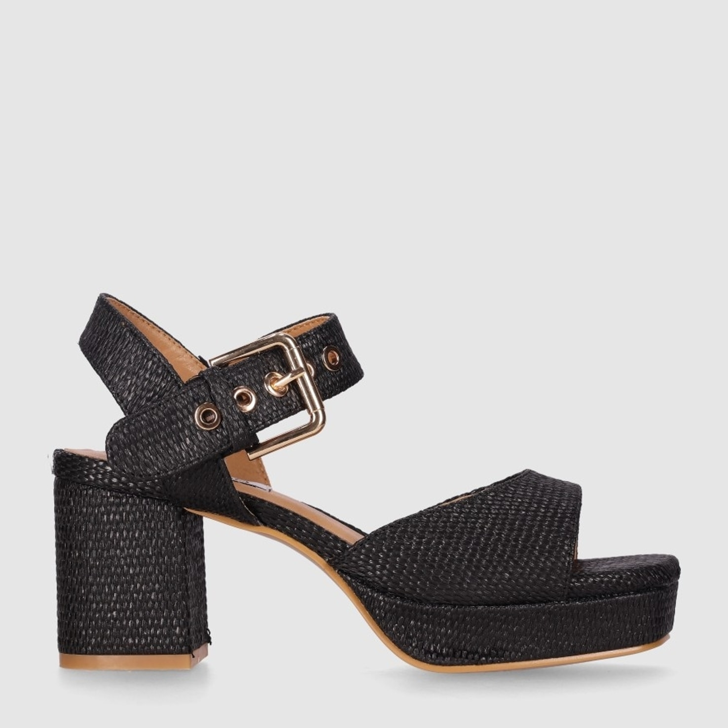 Sandalias de Tejido - Negro - Tacón: 8 cm