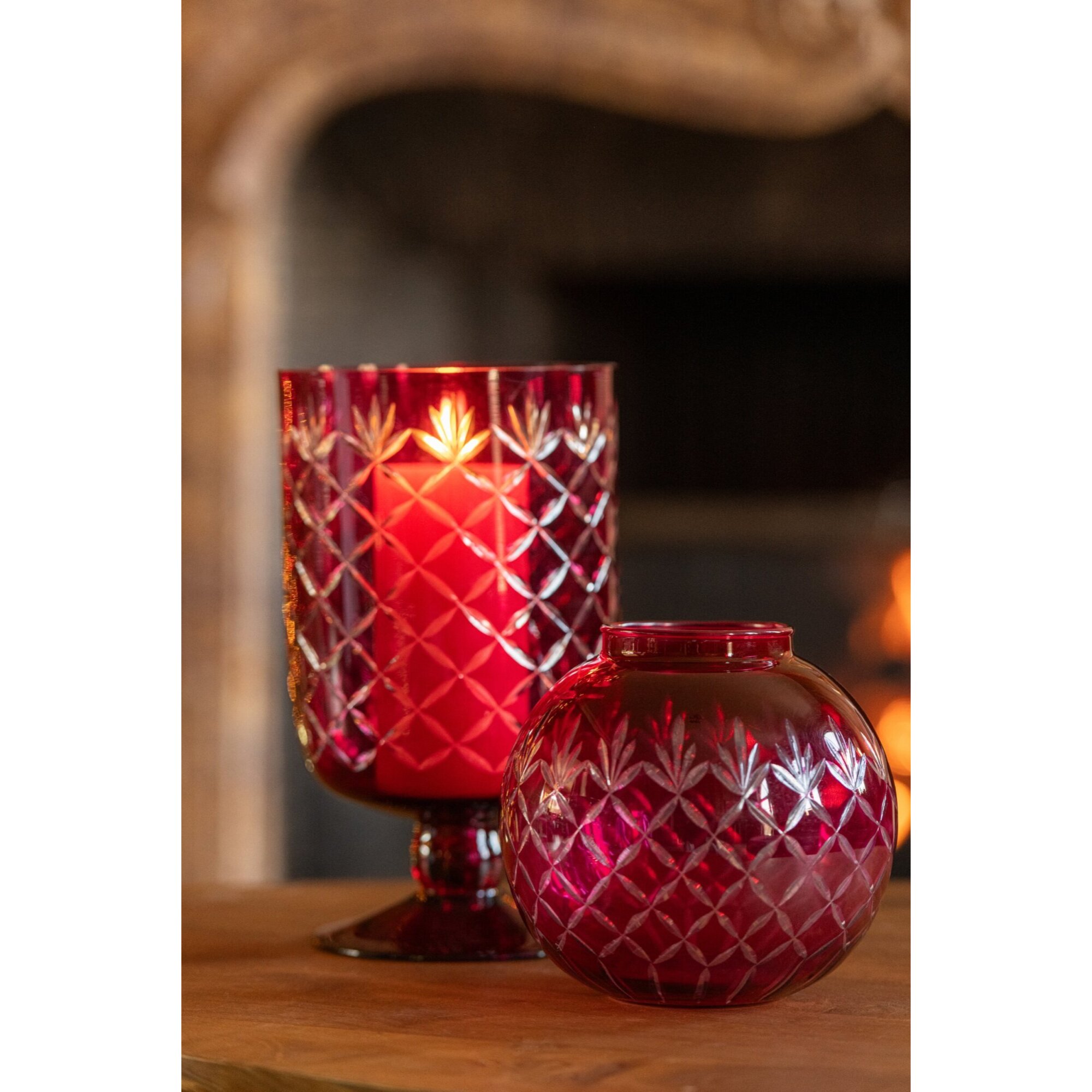 J-Line Vase - verre - rose foncé