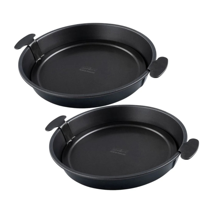 Lot de 2 moules à gâteaux ronds 28/33,5 cm en acier Black metallic Black mettallic Zenker  Black mettallic