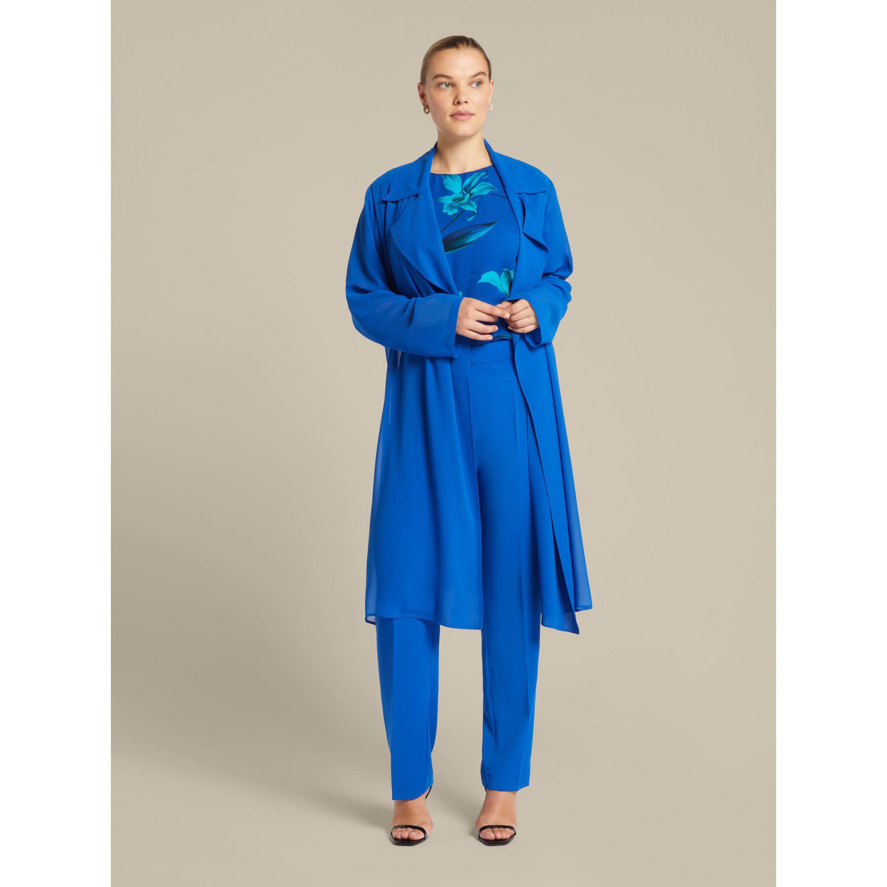 Elena Mirò - Gabardina elegante en Georgette - Azul aciano