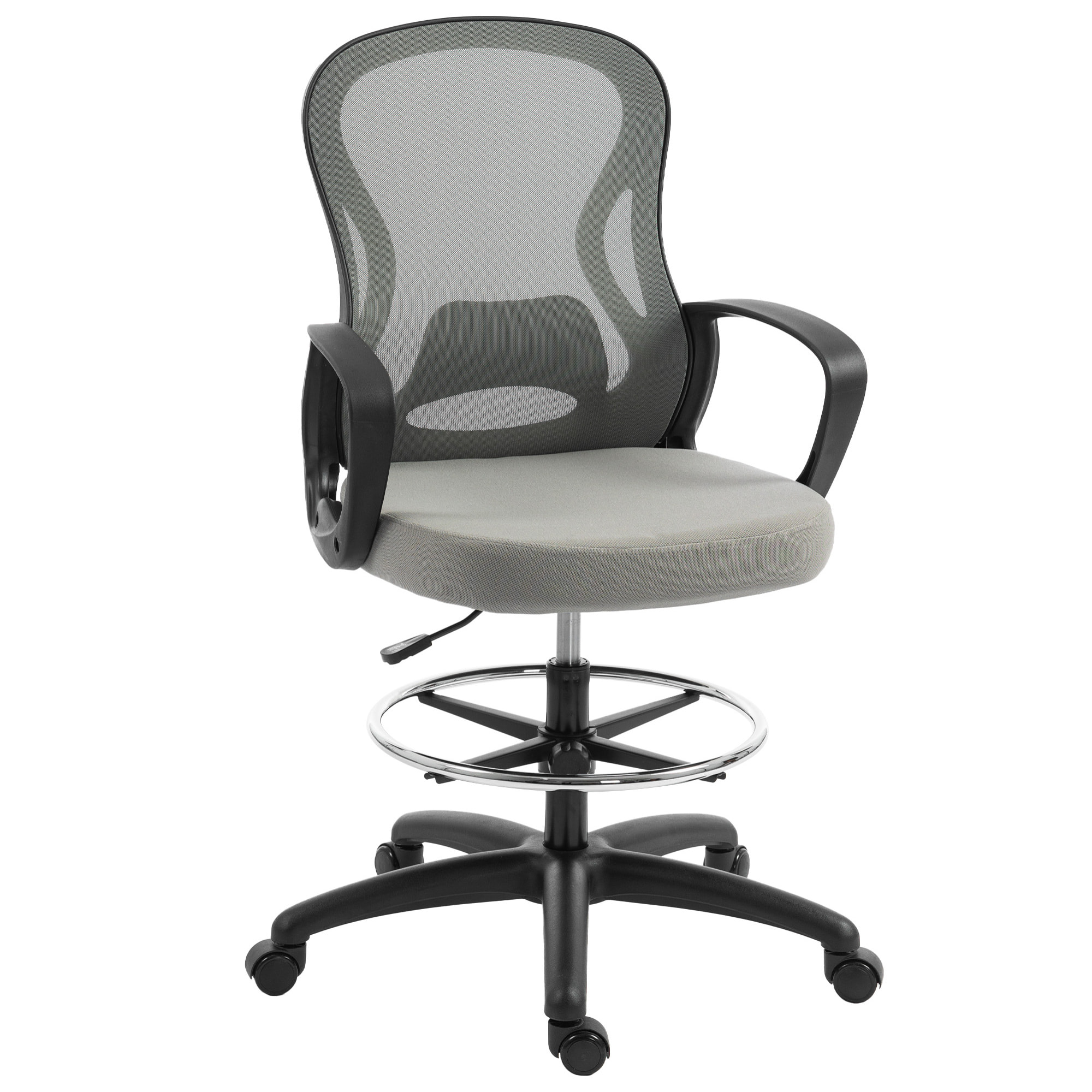 Chaise de bureau assise haute réglable pivotant 360° maille respirante gris