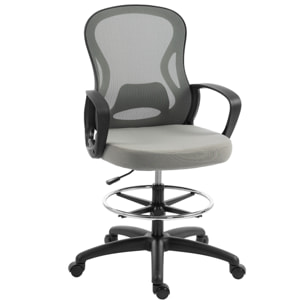 Chaise de bureau assise haute réglable pivotant 360° maille respirante gris