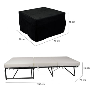 Pouf Arno, Poltrona multiuso, Poltroncina sacco, Pouf poggiapiedi, Made in Italy, 78x78 h45 cm, Nero