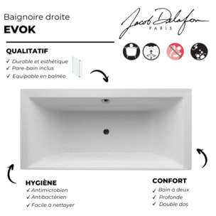 Lot baignoire droite 200 X 100 Evok + pare-bain noir mat