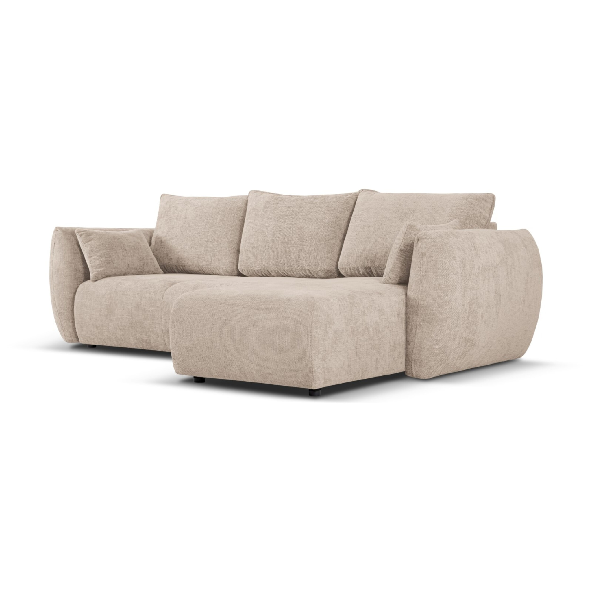 Canapé d'angle droit convertible avec coffre de rangement "Matera" 4 places en chenille beige