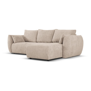 Canapé d'angle droit convertible avec coffre de rangement "Matera" 4 places en chenille beige