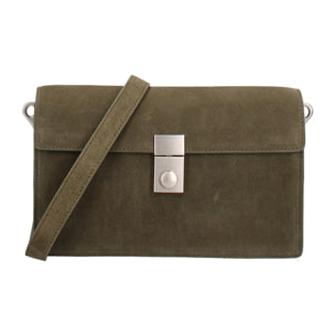 Borsa a tracolla da donna Made in Italy - Celeste Prime - Pelle scamosciata - 24.0 x 15.0 x 7.0 cm