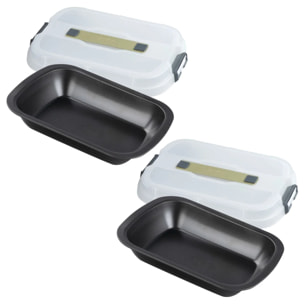 Lot de 2 moules à gâteaux rectangulaires 34/24,5 cm en acier Zenker Bake Click and Go