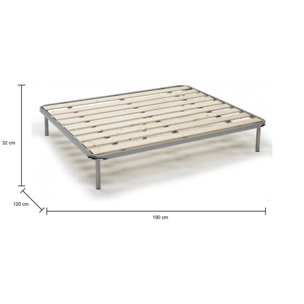 Rete letto piazza e mezza Adeena, Rete ortopedica a doghe piallate, 100% Made in Italy, Cm 120x190h31