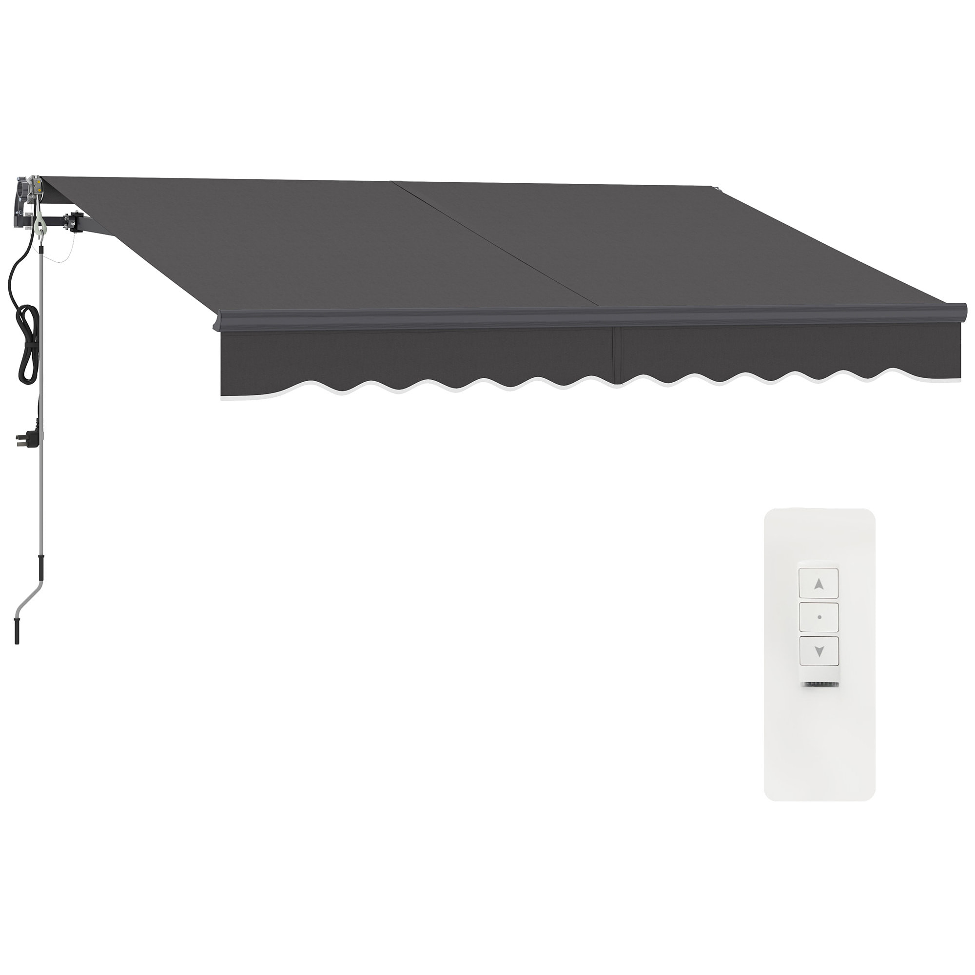 Toldo Eléctrico Retráctil y Manual con Mando a Distancia 3x2,5 m Toldo de Exterior Terraza Enrollable con Manivela Marco de Aluminio y Protección UV30+ para Jardín Puerta Ventana Gris