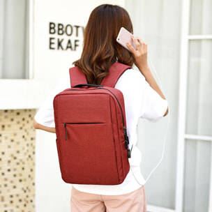 DAM Mochila para Laptop con interfaz de carga USB. 30x13x42 Cm. Color: Rojo