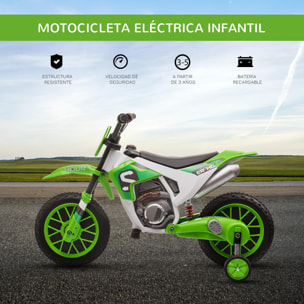 MotoEléctricaparaNiñosde+3Años12VMotodeJugueteInfantilcon2RuedasdeEquilibrioVelocidadMáx.8km/hArranqueSuave106,5x51,5x68cmVerde