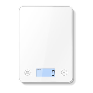 Bilancia da cucina digitale. Precisione di 1 gr. Gamma da 1 a 5.000 gr. 9 unità di misura per solidi e liquidi.