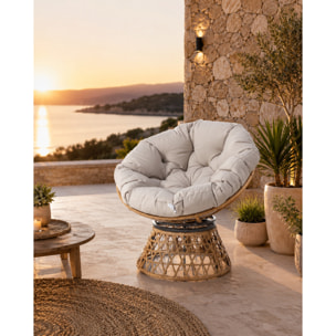 Fauteuil effet rotin avec coussin ZANPA