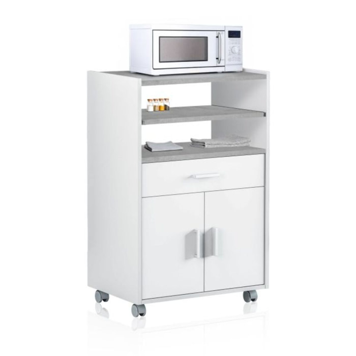 Mueble microondas Stella Blanco Artik (Blanco Mate) - Gris Cemento