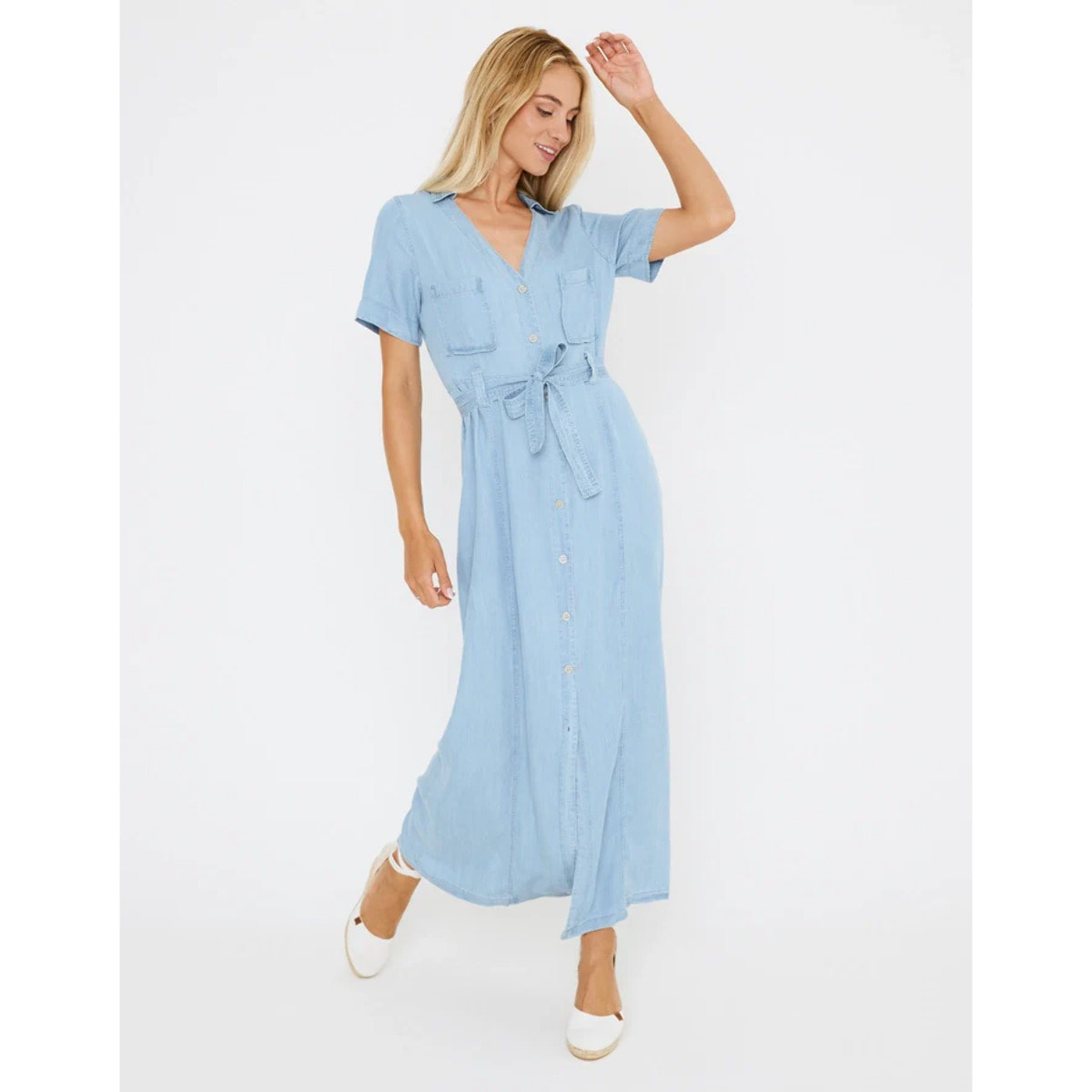 Vestido Largo Denim Claro - Lonzo