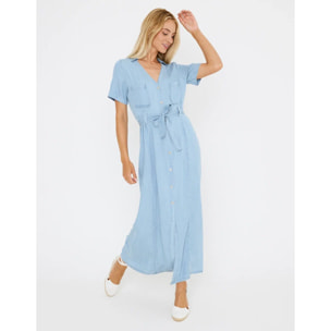 Vestido Largo Denim Claro - Lonzo