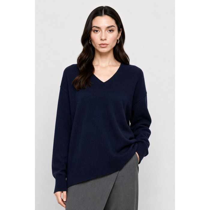 Kocca - Maglia da donna in lana a maniche lunghe con scollo a V Donna