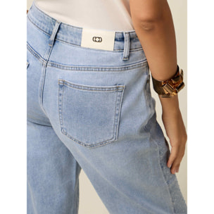 Oltre - Jeans regular con micro cristalli - Azzurro
