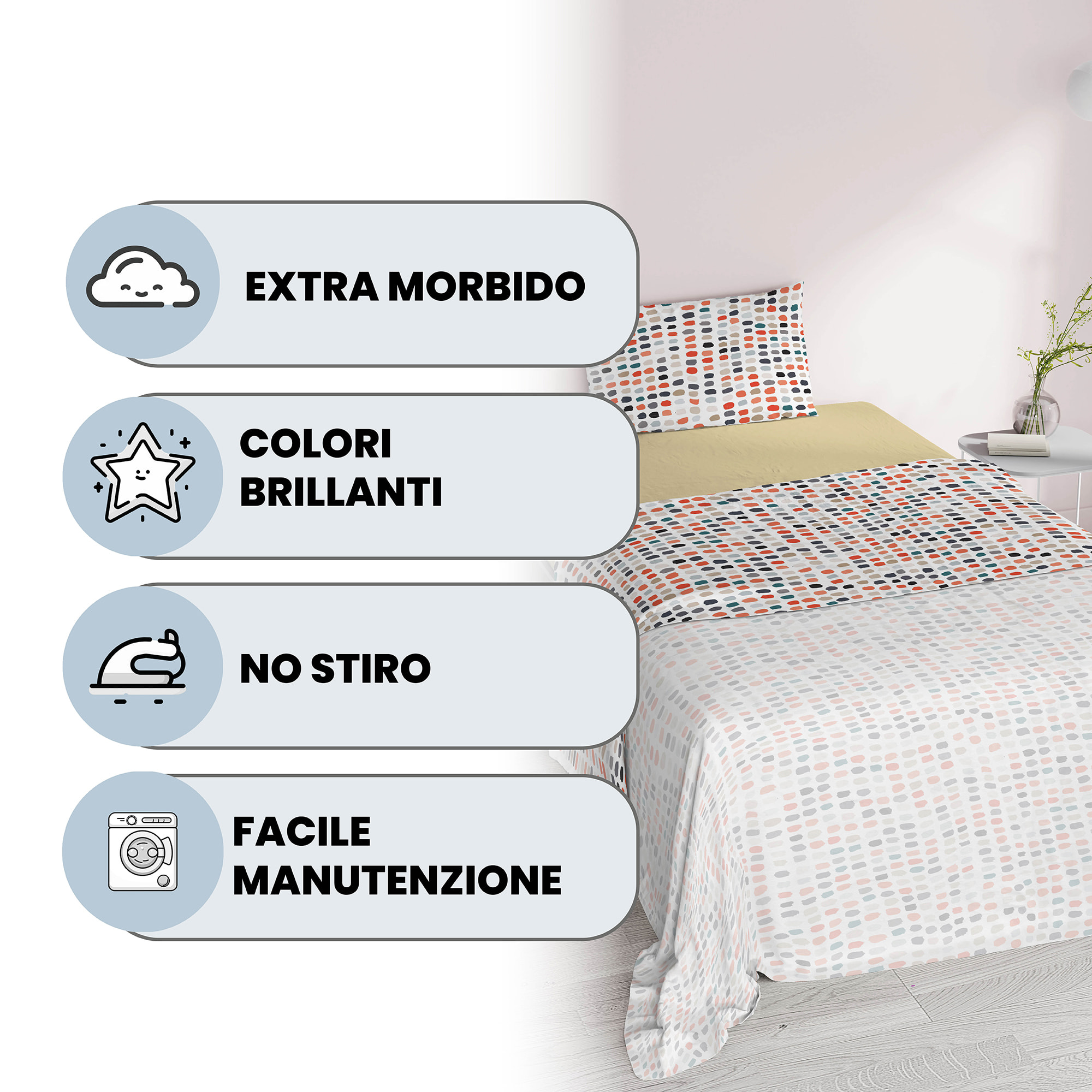 COMPLETO LETTO FANTASY, 100% Microfibra - SKETCH