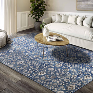Tapis salon nature floral, structure tissée plate, iser, confort