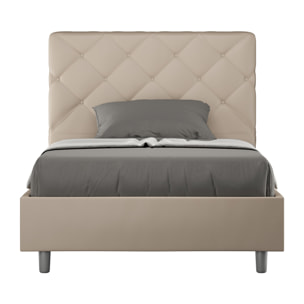 Cama sin somier acolchada 140x210 cuero sintético gris paloma Priya