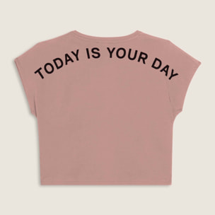 T-shirt donna con stampa sulle spalle