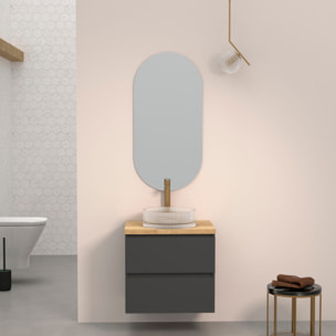 CONJUNTO DE BAÑO KUB | 60 CM NEGRO | DOS CAJONES | LAVABO DE CRISTAL | NO INCLUYE ESPEJO | MUEBLE MONTADO | ALDAY