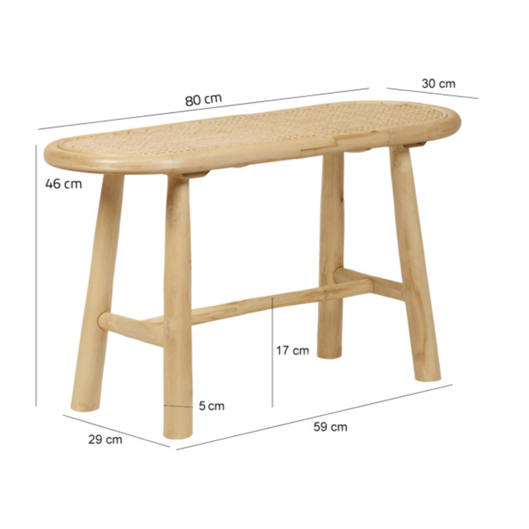 Banc bout de lit 80 cm en rotin et bois de teck exotique - LESLIE