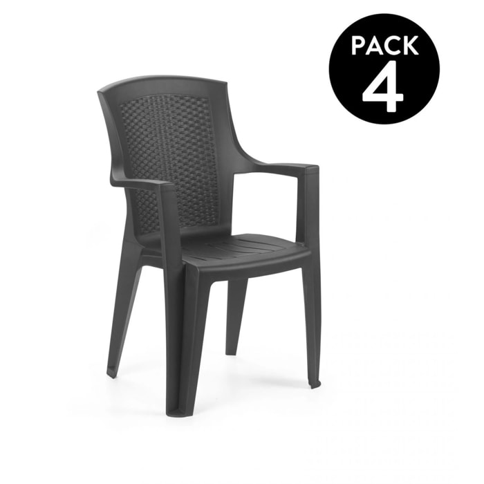 Pack 4 sillas de exterior Pacific Antracita