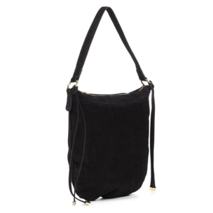 Acquacanina Bolso de hombro Mujer.Piel auténtica Gamuza