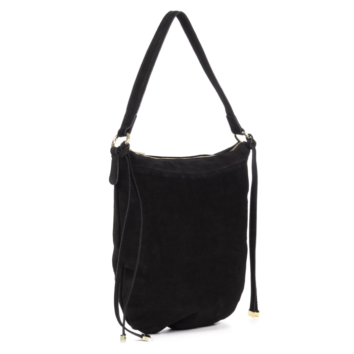 Acquacanina Bolso de hombro Mujer.Piel auténtica Gamuza