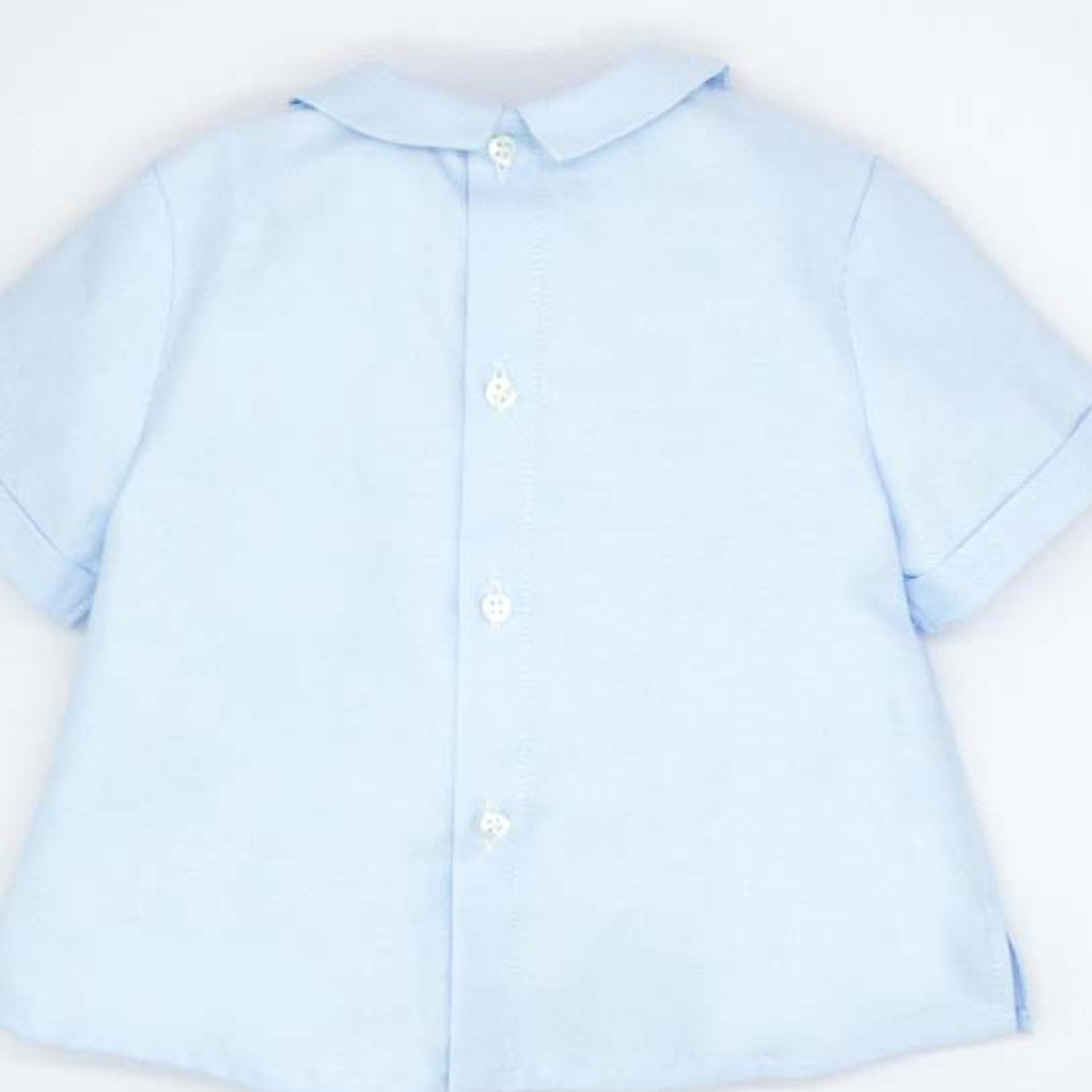 CAMISA MANGA CORTA CON CUELLO FRANCES AZUL