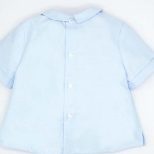 CAMISA MANGA CORTA CON CUELLO FRANCES AZUL