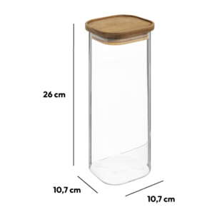 Bocal verre couvercle acacia 2L "Hermet"