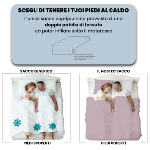 PARURE COPRIPIUMINO NATURAL COLOR, 100% Cotone, Made in Italy - ROSA ANTICO/GRIGIO CHIARO