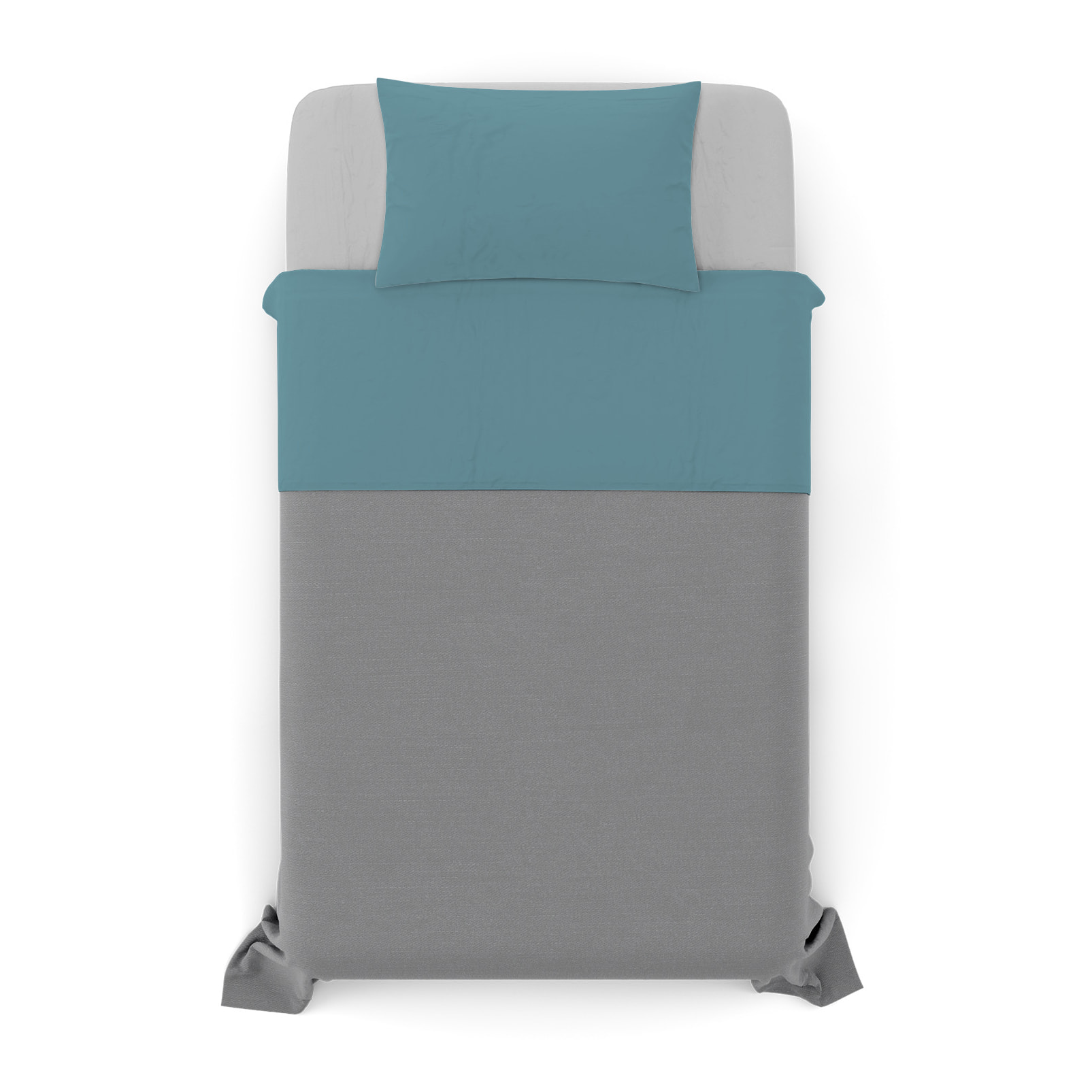 COMPLETO LETTO NATURAL COLOUR MADE IN ITALY COTONE-OTTANIO/GRIGIO CHIARO PIAZZA E MEZZA