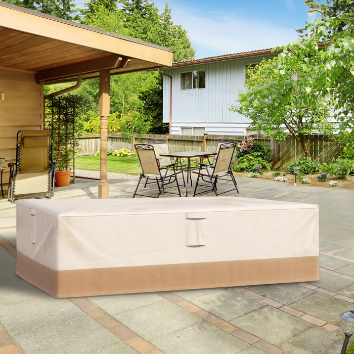 Funda Protectora para Muebles de Jardín 275x208x78 Tela Oxford 600D Impermeable Cubierta para Sofás Mesas Exterior con 4 Ventilaciones 5 Asas y Cordón de Tracción Beige