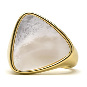 Anillo con Madreperla Blanca acabado oro 18k