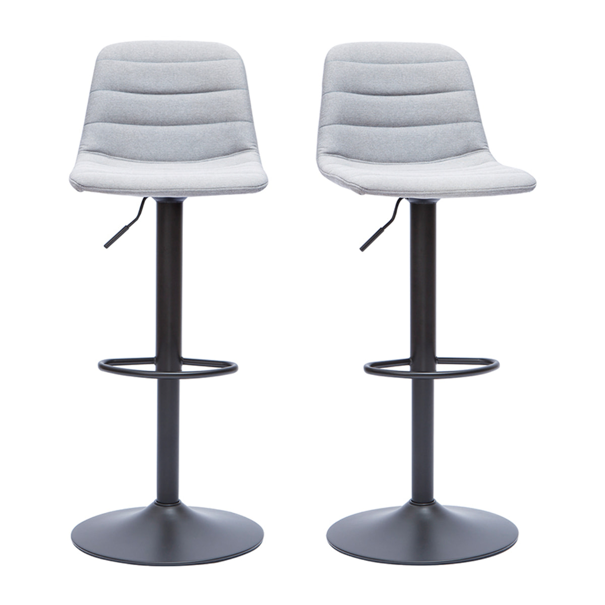 Tabourets de bar réglables pivotants 360° en tissu gris clair et métal (lot de 2) SAURY