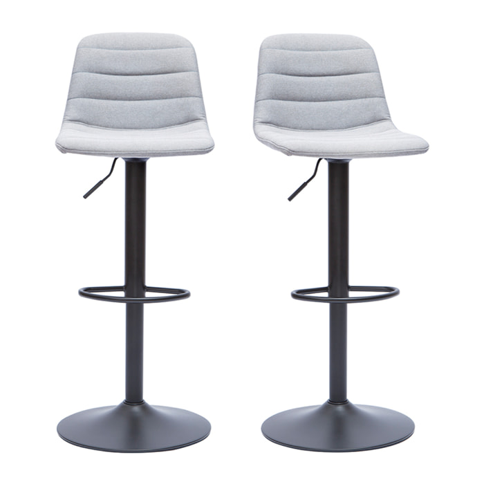 Tabourets de bar réglables pivotants 360° en tissu gris clair et métal (lot de 2) SAURY