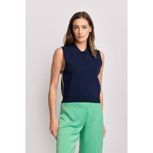 Kocca - Maglia senza maniche Donna, Tinta unita, Colletto di camicia