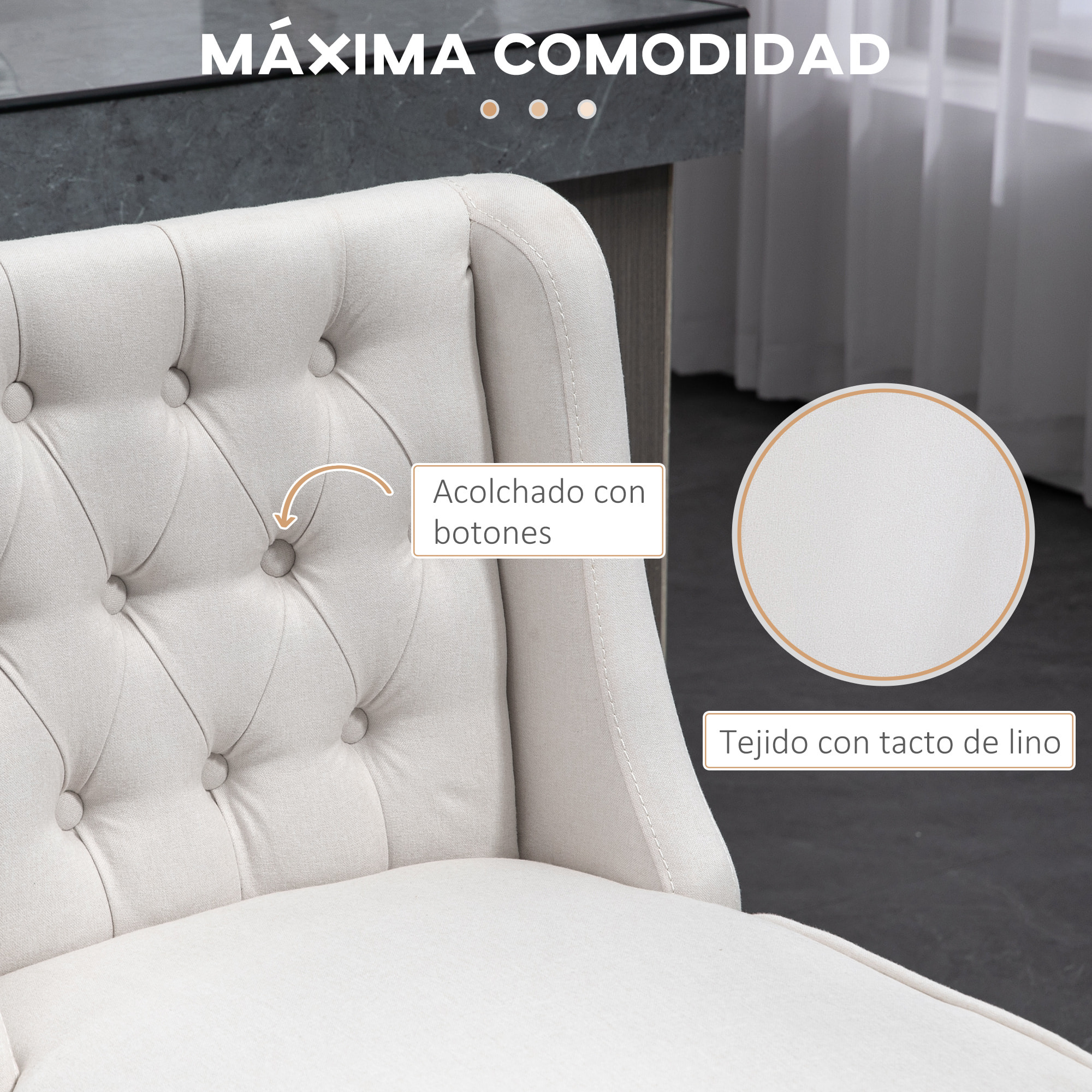 Juego de 2 Taburetes de Bar con Respaldo, Giratorios 180°, Taburetes Altos de Cocina con Reposapiés, Patas de Madera, para Salón, Comedor, Beige